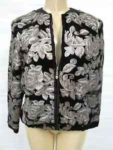 GIACCA BLAZER JOAN BOYCE STAMPA FLOREALE NERA E ARGENTO TAGLIA 1X - NUOVA CON ETICHETTE - Foto 1 di 9