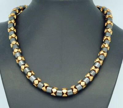 Haematit Magnetschmuck Halskette Collier Zylinderrollen Ø 7,5 mm 45 cm lg. gold - Bild 1 von 2