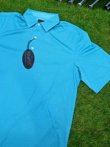 Camisa polo de golf Greg Norman ML75 Play Dry para hombre - azul verdoso a rayas - L - Imagen 1 de 11