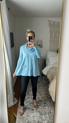 Mododoc Blue Cowl Neck Tunic Shirt Size XS  - Image 1 of 4