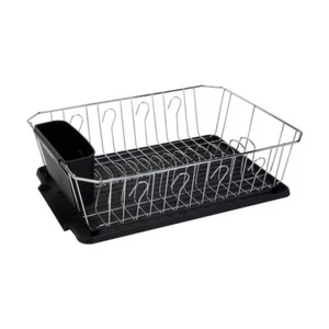 Chrome 3-Piece Black Set Dish Rack - Picture 1 of 7