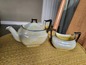 Antique Art Deco Royal Bayreuth Lustreware Lidded Teapot & Sugar Bowl Bavaria - Picture 1 of 12