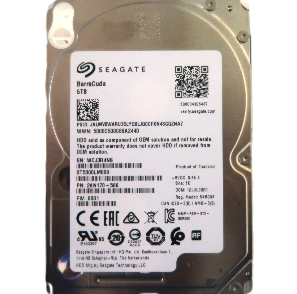 Seagate ST5000LM000 2AN170-566 0001 TK Thaïlande (WCJ3) 2,5" 5 To Sata HDD 2020 - Photo 1/1