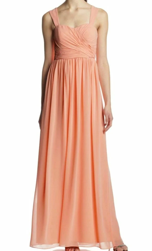 $230 Donna Morgan Women's Pink Solid Bailey Chiffon Long Maxi Gown Dress Size 16 Foto 1 de 1