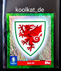 Topps UEFA Euro EM 2024 Naklejka - WAL 1 Logo Równoległy zielony brokat - RZADKIE