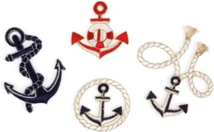Anchor and rope theme set of 4 - iron or sew patch appliqué embroider - Picture 1 of 1