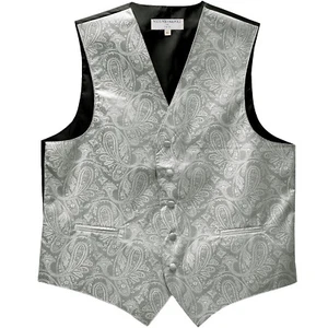 Nuevo Hombre Esmoquin Chaleco Paisley Plata solo Boda Formal 5XL 6XL - Imagen 1 de 3