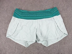 Lululemon Shorts Womens 6 Green Running Workout Stretch Back Pocket Zip 3" - Picture 1 of 13