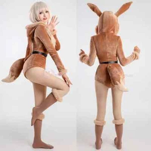 Cosplay Costume Women Sexy Flannel Hooded Bodysuit Socks Suit Cartoon Plush - Picture 1 of 37