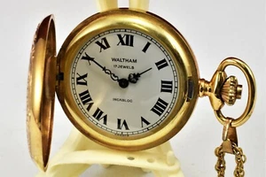 Vintage Waltham 17 jewels Gold Filled 0s INCABLOC pocket watch France Runs Fine - Picture 1 of 7
