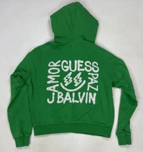 Guess J Balvin Graphic Pullover Hoodie Women XS Green Music - Picture 1 of 11