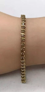 5Ct Round Cut Created Chocolate Diamonds Tennis Bracelet 14K Yellow Gold Finish - Picture 1 of 3