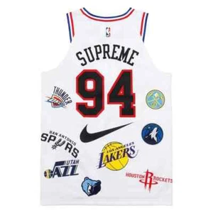 NWOT New Supreme White NBA Jersey Size 48 Embroidered - New Without Tags Nike - Picture 1 of 2