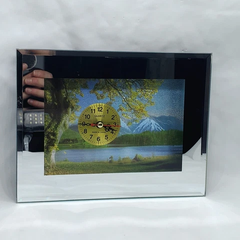 Vintage Tianguan Lenticular Clock Quartz Scenic Mirrored Border Tested Working Cover