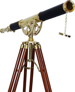 Telescopio marino in ottone stile vintage nautico canna singola 39" con... - Picture 1 of 8