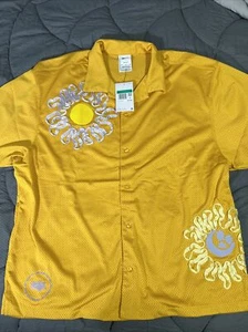 NWT Nike Uphoria Project Button Up Mesh Short Sleeve Shirt DV9676-743 Yellow XL - Picture 1 of 3