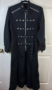 Herren Tripp NYC Jacke lang schwarz Nieten Reißverschluss Goth Large Raver Punk Trenchcoat - Bild 1 von 5