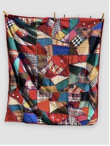 Vintage 90er 1990er Bath & Body Works B&BW Crazy Quilt Wandteppich Samtrücken selten - Bild 1 von 8