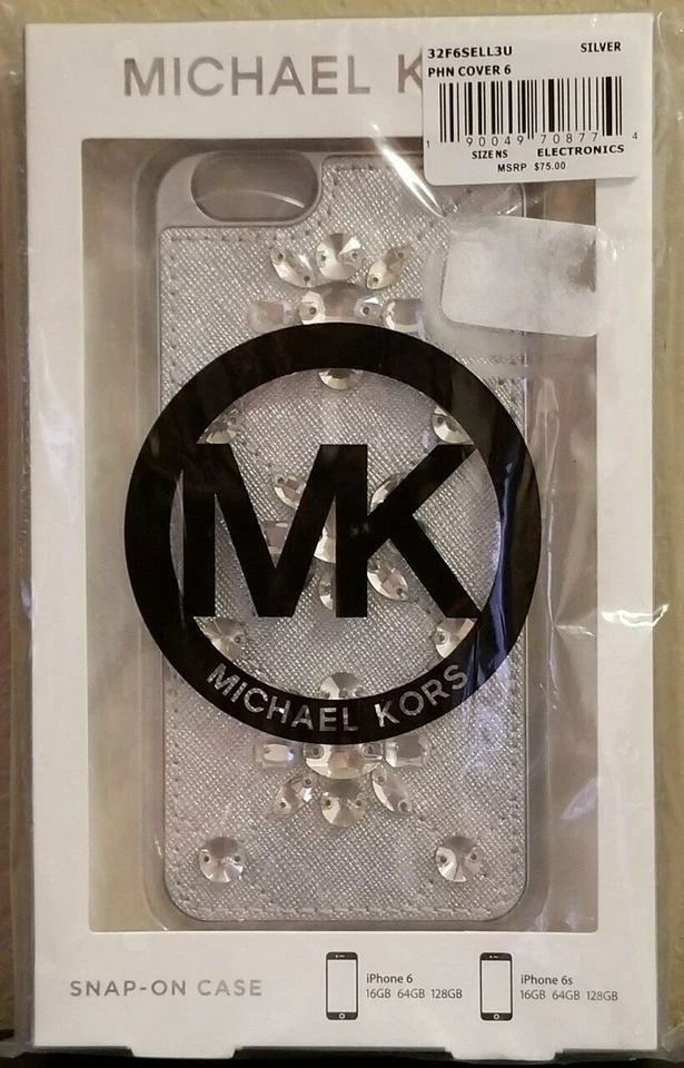 Michael Kors Silver Leather Rhinestone Jewels iPhone 6 6s Case