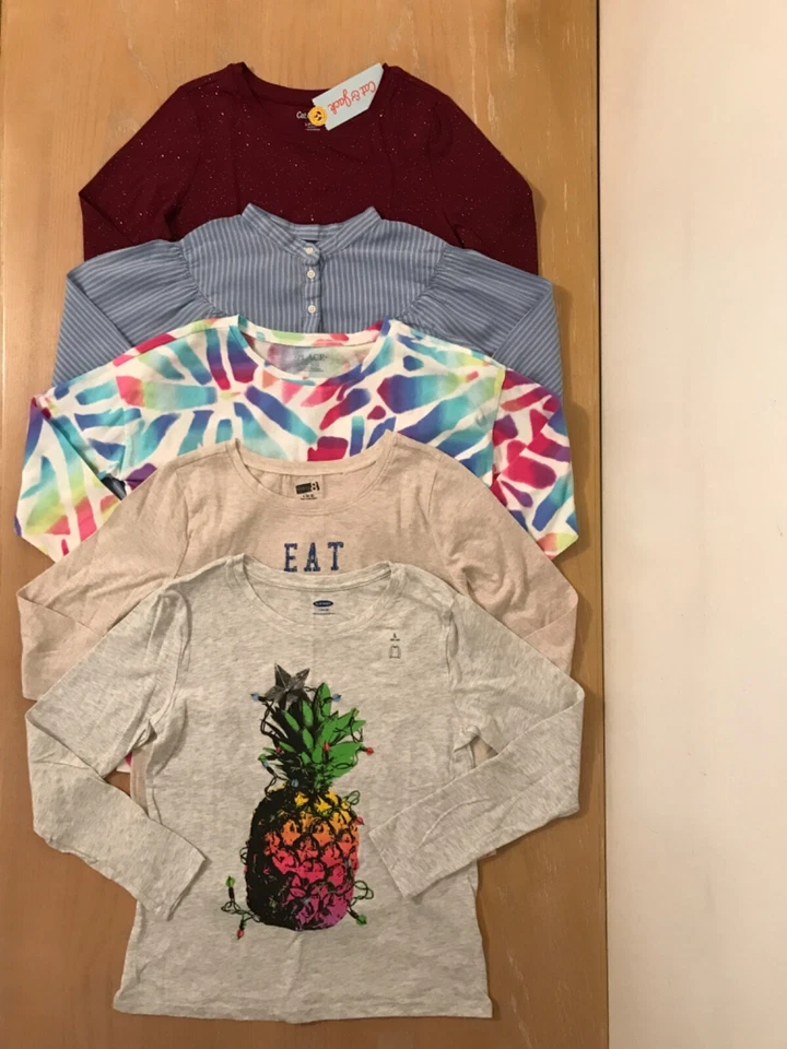 Old Navy, Crazy 8, Other Girls Tops Long Sleeve Lot of 5 (3 New) Size 10-12 - Image 1 of 4