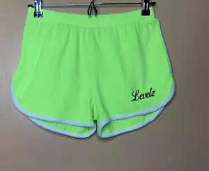 Women Size Medium Shorts Hot Pants Mid- Rise Green Stretch Elastic Waist - Picture 1 of 10