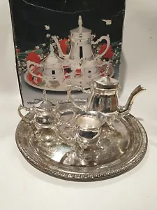 Vintage versilbertes Mini Kaffeeservice 4-teilig, nie benutzt (Tablett hat etwas Rost) - Bild 1 von 13