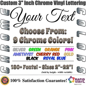 3” Custom Chrome Lettering Decal Sticker Vinyl Boat Registration Numbers Letters - Picture 1 of 12