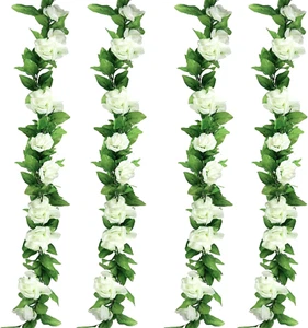 Ghirlanda Di Rosa Artificiali 4 Pezzi Ghirlanda Fiori Finti per Decorazioni Matr - Foto 1 di 12