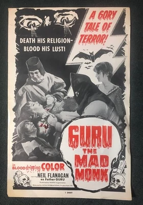 SUPER RARE! Andy Milligan's GURU THE MAD MONK 1970 ORIGINAL HORROR PRESSBOOK! - Image 1 of 3