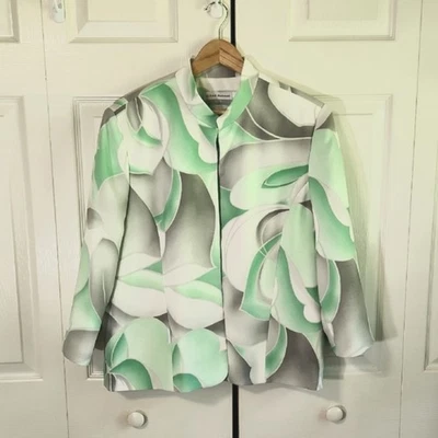 Chaqueta Blazer Alfred Dunner Verde Menta Gris y Blanco Talla 18P Abstracto Colorido Foto 1 de 4