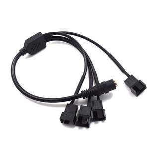 Copper DC 5521 to 4Pin PWM 4 Way Computer PC Fan Power Adapter Cable 12V - Afbeelding 1 van 5