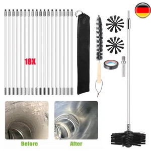 Schornsteinbesen Set Kaminbesen Rußbesen Schubstange Kaminbürste Reinigungsset - Bild 1 von 15