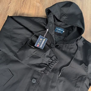 Nueva gabardina cortavientos para mujer talla 3XL negra ónix chaqueta resistente al agua - Imagen 1 de 10