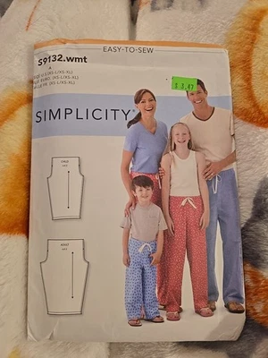 Simplicity S9132 Pattern Child Teens Adults Pants Child/Teens XS-L  Adult XS-XL - Image 1 of 2