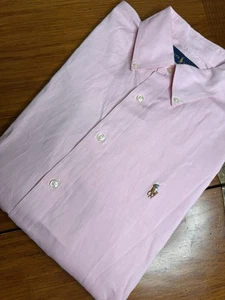 Camicia Ralph Lauren 16-34/35 uomo abbottonata manica lunga rosa carne logo pony - Foto 1 di 5
