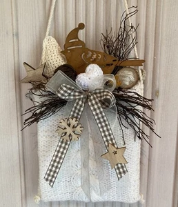 Handgestrickter Deko Türkranz Strick Türtasche Türschmuck Rostmetall Vogel  -143 - Bild 1 von 4