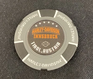 Innsbruck, Österreich / Bozen, Italien Harley Davidson Poker Chip / Grau & Schwarz - Bild 1 von 3