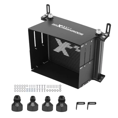 30-Row Universal Transmission Oil Cooler Aluminum Kit AN10 Engine Radiator Black - Image 1 of 4