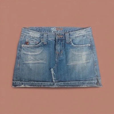 Minifalda Miss Me Talla S Dobladillo Crudo Bordada Marrón Naranja Denim Y2K Envejecida Foto 1 de 4