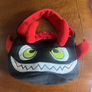 Halloween Plüsch Trick or Treat Tasche Eimer, rot und schwarz, Kobold Halloween Tasche - Bild 1 von 3