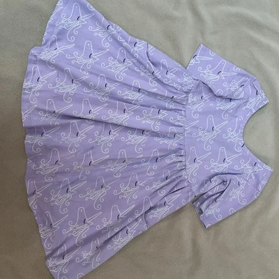 Vestido Hanna Andersson Niñas 110 Púrpura Unicornios Patinador Bolsillos Giratorios Foto 1 de 4