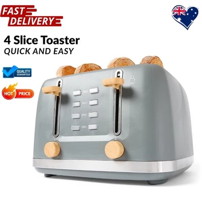 Toaster Bread 4 Slice 7 Browning Levels Reheat Defrost Cancel Function Christmas - image 1 of 4