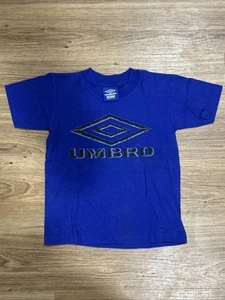 Vintage 90s Umbro Boys Size YM 5/6 Blue Short Sleeve Shirt - Picture 1 of 5