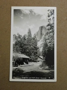 CAMP CURRY BUNGALOWS & HALF DOME - YOSEMITE 1940's REAL PHOTO POSTCARD - Picture 1 of 2