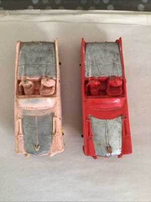 Lot of 2 Vintage 1950's Rubber Auburn Cars Red & Pink Cadillac Convertibles - Image 1 of 4