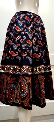 1970s Paisley Skirt WINDSMOOR Bohemian Size S Brown Rich Earth Colors England  - Image 1 of 4