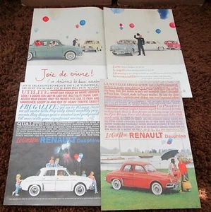 1958 1959 / Renault Dauphine / Lot of 3 Original Color Ads - Picture 1 of 1