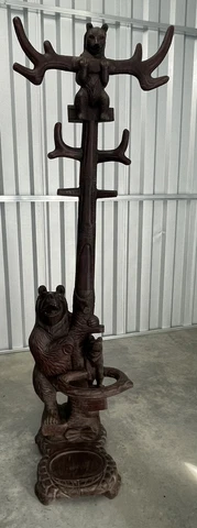 AMAZING! 19TH CENTURY ANTIQUE BLACK FOREST CARVED BEAR HALL TREE LOCAL PICKUP NC Cover