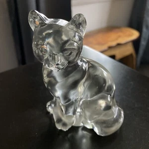 Fenton Art Glass Crystal Clear Sitting Cat Figurine Marked Fenton 8 - Picture 1 of 10