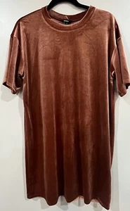 Forever 21 Copper Crushed velvet Shirt dress Size large - Picture 1 of 7